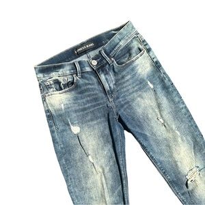 Express Mia Jeans Mis Rise Distressed Medium Wash 4L Long